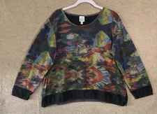 Parsley & Sage Blouse Top Sz L Black Abstract Art Classic Transitional