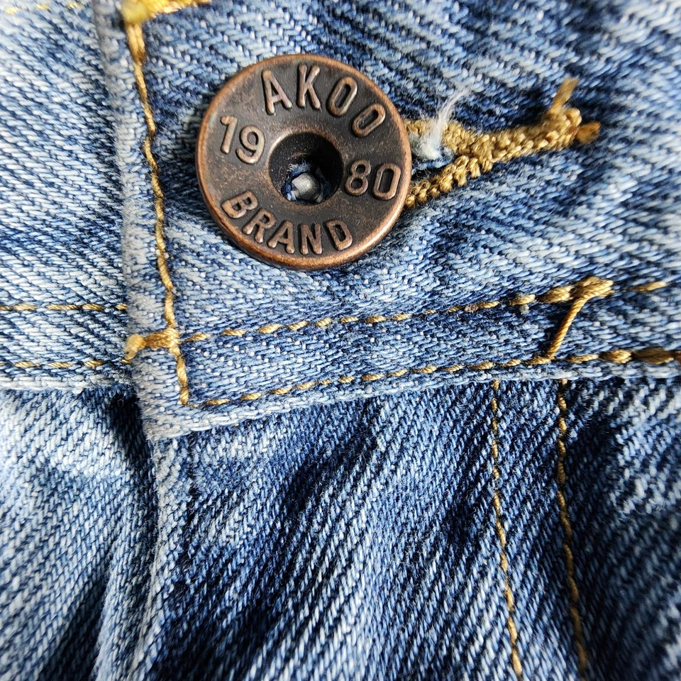 Pantalones Cortos de Jean de Denim AKOO No Rivals Para Hombre 38 Hip Hop Ropa de Calle Patinador Y2K Foto 4 de 4