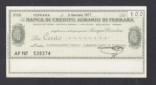 ITALY - FERRARA Miniassegno Emergency Issue Banknote 100 Lire 1977 - UNC - LOOK!