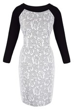 Floral Printed Sheath Dress 3/4 Sleeves Slimming Business Party Work Large