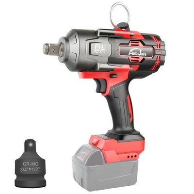 AUTOJARE Cordless Impact Wrench 3/4 inch Brushless High Torque 1475 Red
