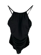 Dreamsuit One Piece Swimsuit Black Slimming Ruched Sides Halter Neck Shelf Bra