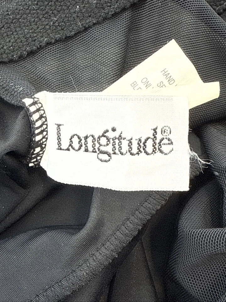 Longitude Black White Animal Print Faux Wrap Slimming One Piece Swim Suit Sz 12 - Image 4 of 4