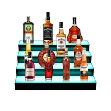 4 Tiers 16" LED Lighted Liquor Bottle Display, 16 Static Colors & 4 Dynamic Mode