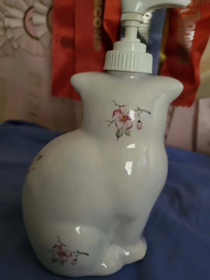 Диспенсер для мыла кошачьего котенка лосьона керамический вишневый цветок цветы - Изображение 2 из 4