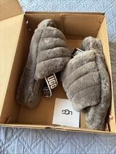 UGG FLUFF YEAH SLIDE WOMEN SANDAL CHARCOAL US 9 /UK 7 /EU 40