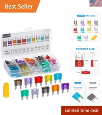 120 Mini Fuse Assortment with Fuse Puller - Ideal for Cars, RVs, and Motorcycles