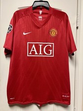 Manchester United 2008-09 Short-Sleeves Home Shirt Top Large L w/ UEFA Patch