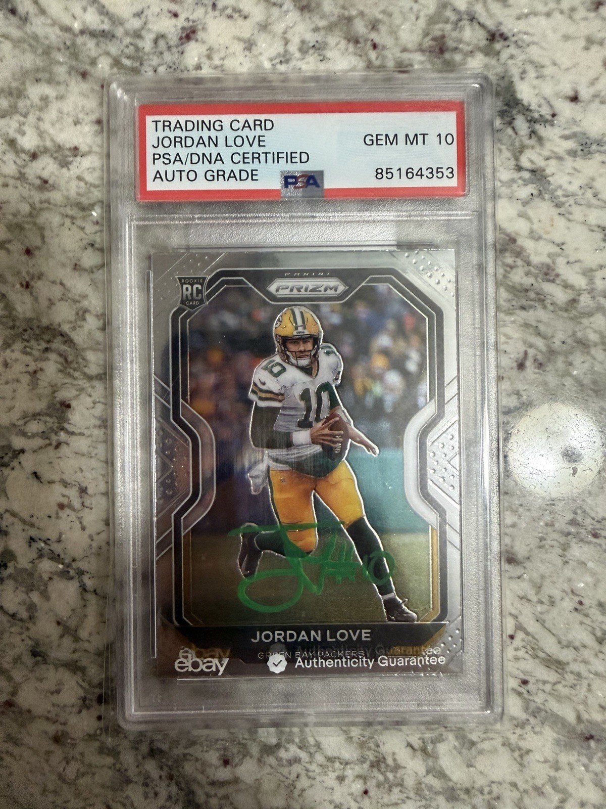 2020 Panini Prizm Rookie Jordan Love #363 IP Auto Green Ink PSA 10 view 1