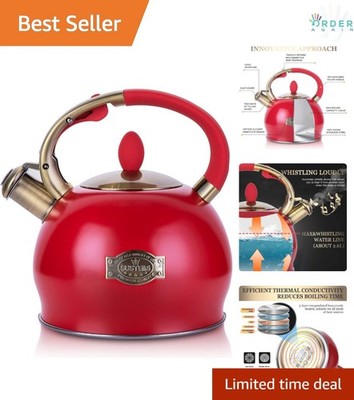 Stainless Steel Whistling Teapot 2.64 Quart Food Grade Stove Top Kettle with ...