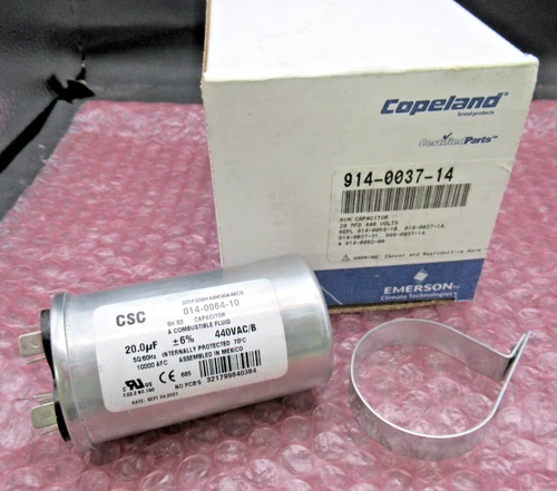 GENUINE Emerson Copeland 914-0037-14 Run Capacitor, 20 MFD, 400V *BRAND NEW*
