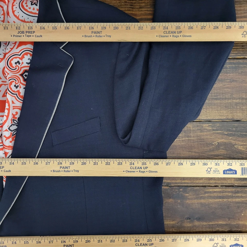 Tallia Men's Sport Coat Blazer Two Button Navy Blue Polyester Blend Size 54R - Image 3 of 4