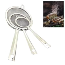 3Pc Set Stainless Steel Strainer Fine Mesh Colander Handle Sifter Sieve Drainer