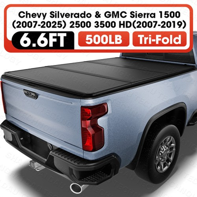#ad #ad 6.6FT Hard Tri Fold Tonneau Cover Truck Bed for 2007 2026 Silverado Sierra 1500 $408.49