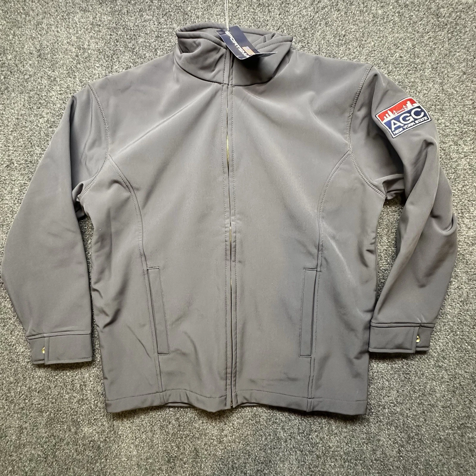 Sportsmaster Gray Softshell Jacket AGC New York State Logo Full Zip Size S