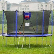 15ft Trampoline with Hoop, Inflator, Ladder  6 Extra Safety Net Sleeves