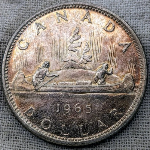 1965 Canada Dollar UNC BU MS : Beautiful Tone, Uncirculated - .8 Fine Silver