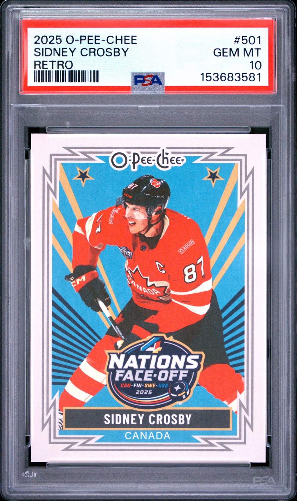 2025 Upper Deck O-Pee-Chee #501 Sidney Crosby Retro PSA 10 view 1
