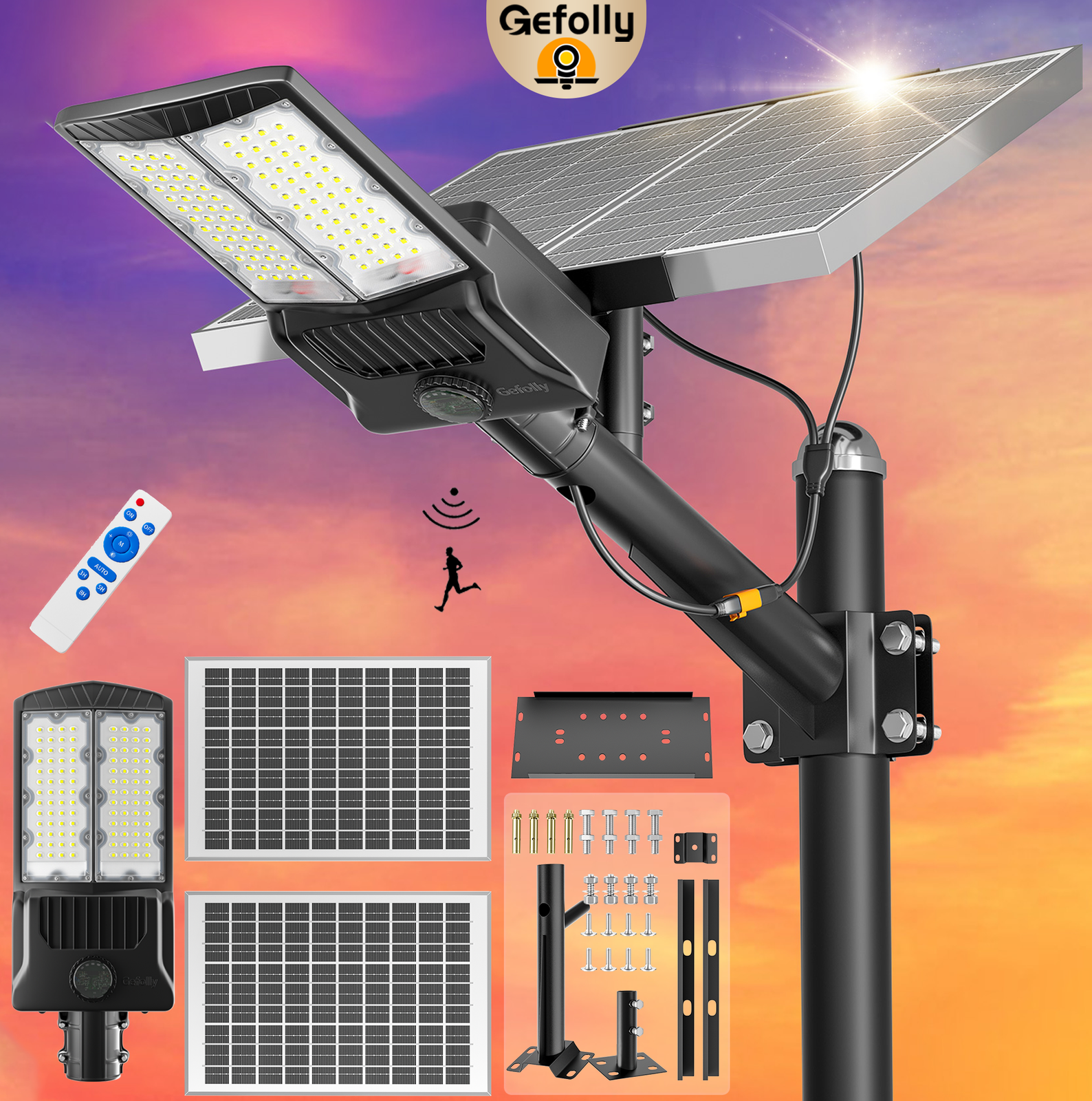 12500W Commercial Solar Street Lights Outdoor Dusk to Dawn parking lot light