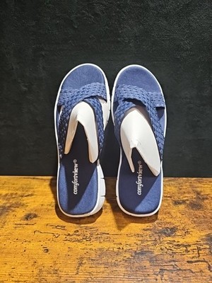 COMFORTVIEW Navy Blue Comfort Sandals Slides Womens Size 9M New Old Stock