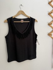 NEW Vintage โ04 Harley Davidson Tank Top Script Logo Fringe Neck Sz XL USA Made