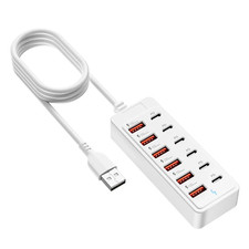 12 Port USB Desktop Charging Station 6 USB A 6 USB C Fast Charger Hub