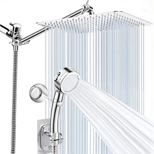 Chrome 8 Inch High Pressure Rainfall Head with 3 Settings Handheld Sprayer Combo