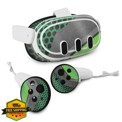 Vision Signs and Graphics Quest 3 Skin Hex Green Glossy Glitter
