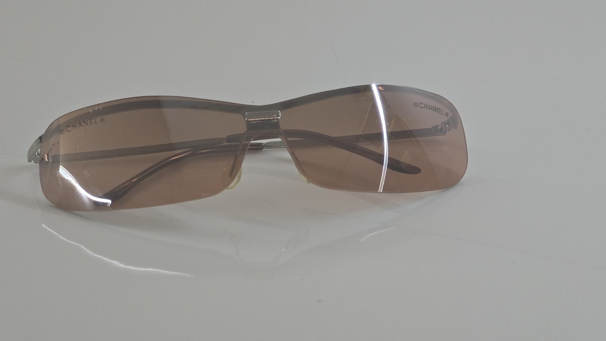 Chanel 4043 Sunglasses Vintage 2000s Rimless Silver/orange Frame