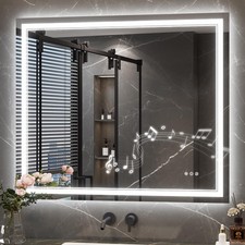 42 x 36 Inch Lighted Mirrors for Bathroom Wall with Bluetooth Speaker, Frontl...