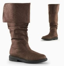 Men Black Tall Pirate Boots Fold Over Renaissance Cosplay Shoes Size12/13/14