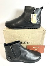 Taos Select Black Leather Ankle Boots Womens 11W Wide Comfort Zip Booties