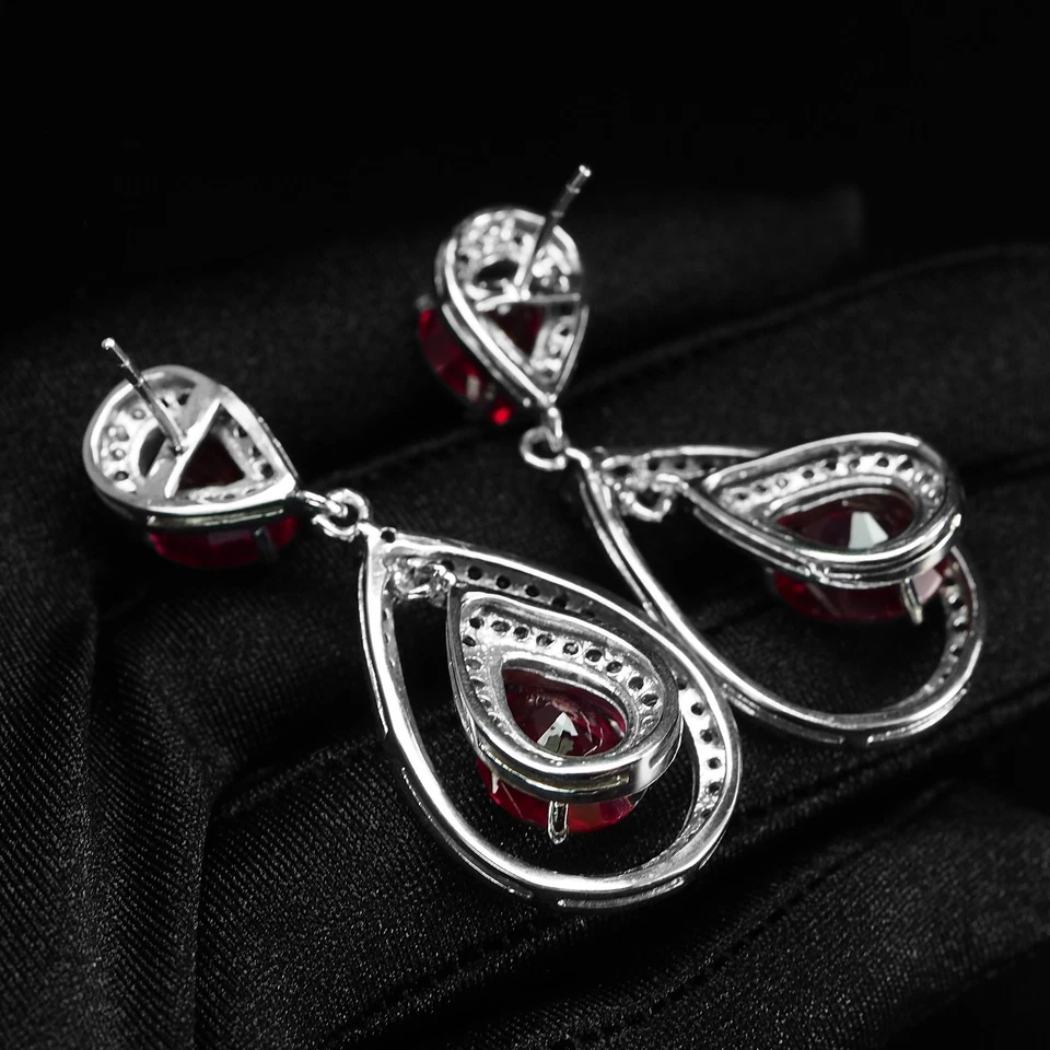 Orecchini in oro bianco argento sterling 925 tormalina rubellite rosa... - Immagine 4 di 4