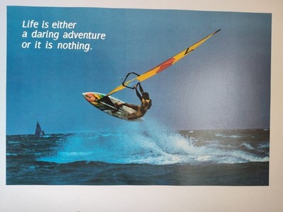 Vtg NOS Argus Poster WindSurfing 1984 Life is either a daring adventure or ...