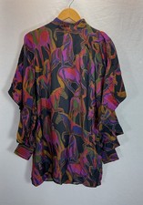 Farm Rio Wild Horses open back satin puff fringed sleeve mini dress SM