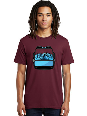 Backpack-With-Mountain-Design-1 Mens Graphic Tee,100% Cotton, Casual Summer Wear