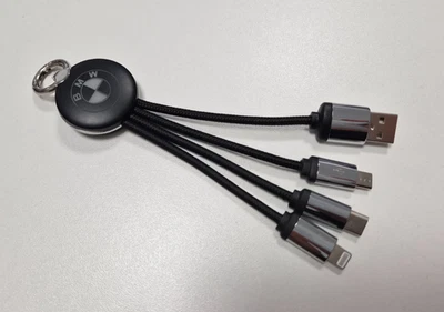 BMW Logo 3-in-1 Charging Cable with Light - Apple® (6-pin), Micro USB and USB-C - Image 1 of 4