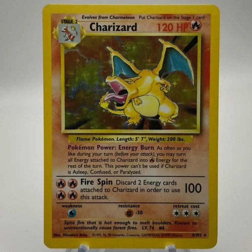 Pokémon Charizard 4/102 - Holo Rare 1999 Base Set - Near Mint (NM) WotC Vintage