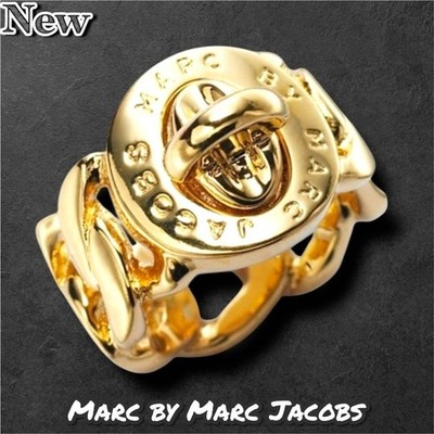 Neu Marc by Marc Jacobs Gold Kettenglied Drehverschluss ''Chunky Katie'' Ring Größe 5/6