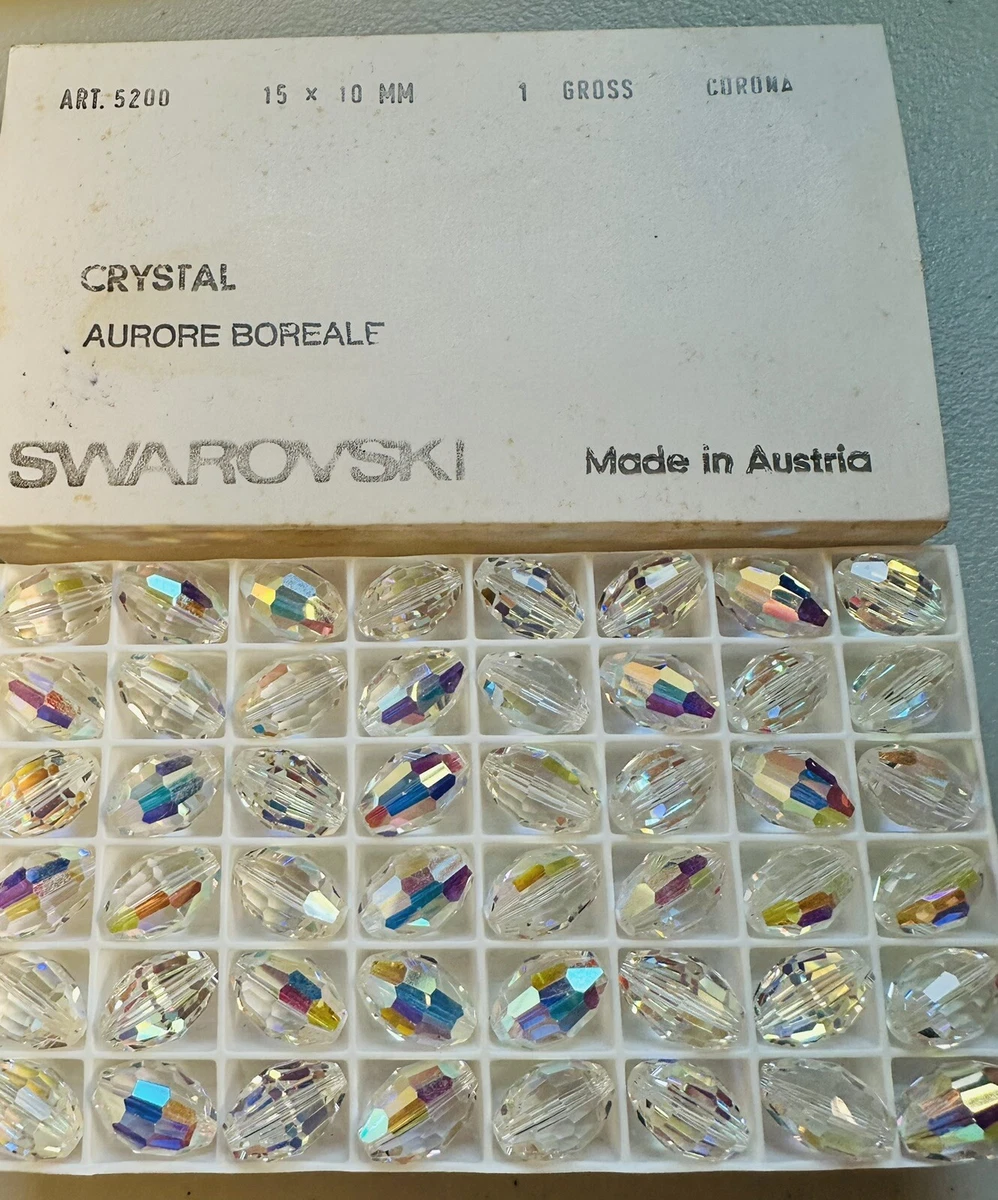 6pc Swarovski Crystal Clear AB 15x10mm Faceted Oval 5200 Bead; Vintage!