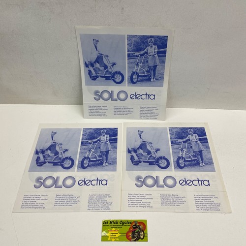 VINTAGE SOLO ELECTRA MOPED LOT OF 3 SALES ADVERTISEMENTS - Picture 2 of 2