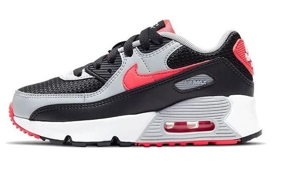 Кроссовки для маленьких детей Nike Air Max 90 LTR Черные/сияющие Красно-белые (CD6867 009)