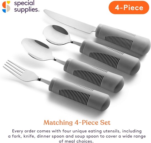 Adaptive Utensils 4-Piece Kitchen Set Weighted, Non-Slip Handles for Hand Tre... - Picture 7 of 9