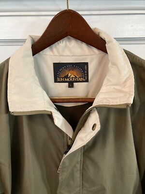 Sun Mountain Performance Outerwear Golf Jacket Men's Large Olive Green & Cream