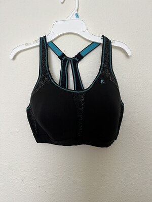 Danskin Now Women Black Polyester Soft Padded Cups Crossback Sports Bra  Size 36D