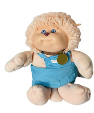 Vtg Cabbage Patch Kids Koosas Peach Hair Blue Overalls 1985 Xaviar Roberts EUC