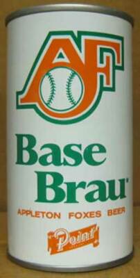 BASE BRAU BEER 1978 Green & Orange ss CAN,Appleton Foxes Baseball WISCONSIN gd.1