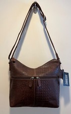 Jack Georges Hornback Croco Uptown Hobo Bag Purse HB814 Brown NWT - PLEASE READ