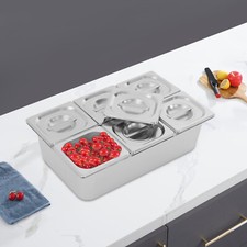6-compartment Fruit Pan, Fruit Pan with Acrylic Lids and Water-filtering Gaskets