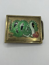 Vintage NAP Inc. Solid Brass Fire Breathing Dragon Belt Buckle 1983 F02